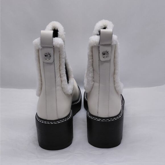 Calvin Klein Anissa Shearling Platform Chelsea Boots Women 7M Ivory Trendy Chic - Picture 10 of 14